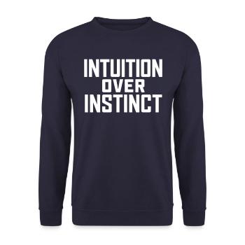 Intuition Über Instinkt: Inspirierende - Unisex Pullover - Navy - Vorne - Alina (178cm) & Michal (187cm)