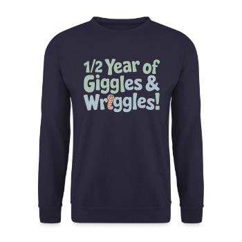 Six months of laughter and wiggling half-year-olds - Unisex Sweatshirt - navy - Front - Alina (178cm) & Michal (187cm)