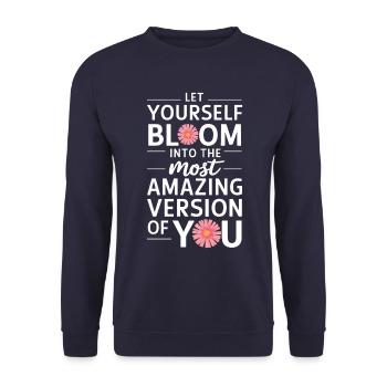 Lass Dich Zur Besten Version Entfalten - Unisex Pullover - Navy - Vorne - Alina (178cm) & Michal (187cm)