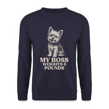 Yorkshire Terrier Besitzer Mein Chef Wiegt 5 Pfund - Unisex Pullover - Navy - Vorne - Alina (178cm) & Michal (187cm)