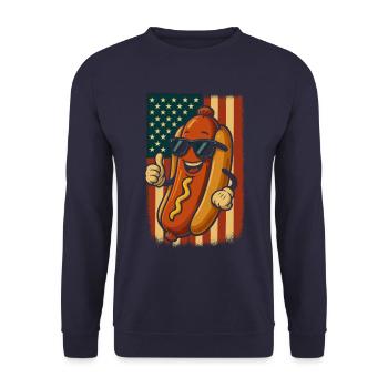 USA Patriotic Sausage With Sunglasses Hot Dog - Unisex Sweatshirt - navy - Front - Alina (178cm) & Michal (187cm)