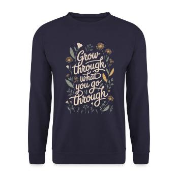 Grow Through What You're Going Through Boho Flower Vintage - Unisex Sweatshirt - navy - Front - Alina (178cm) & Michal (187cm)
