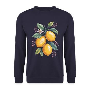 Magie des agrumes bohèmes avec des fleurs et des feuilles - Sweat-shirt Unisexe - marine - Devant - Alina (178cm) & Michal (187cm)