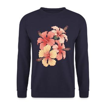 Inspiration fleurs exotiques d’hibiscus - Sweat-shirt Unisexe - marine - Devant - Alina (178cm) & Michal (187cm)
