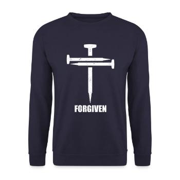 3 Nägel Kreuz Symbol Christlich Vergeben - Unisex Pullover - Navy - Vorne - Alina (178cm) & Michal (187cm)