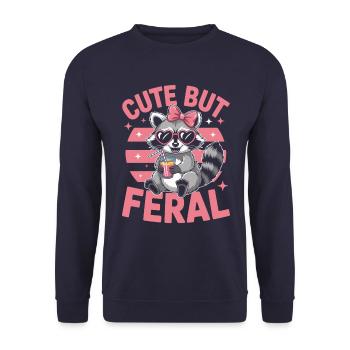Waschbär Süß Aber Wild Herzbrille - Unisex Pullover - Navy - Vorne - Alina (178cm) & Michal (187cm)