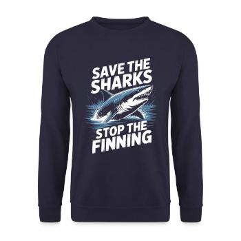 Save the Sharks Stop the Finning - Unisex Sweatshirt - navy - Front - Alina (178cm) & Michal (187cm)