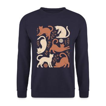 Boho Chats Et Fleurs Motif Magique - Sweat-shirt Unisexe - marine - Devant - Alina (178cm) & Michal (187cm)