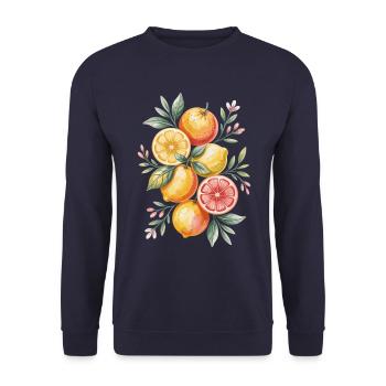 Lemons and Oranges Artwork - Unisex Sweatshirt - navy - Front - Alina (178cm) & Michal (187cm)