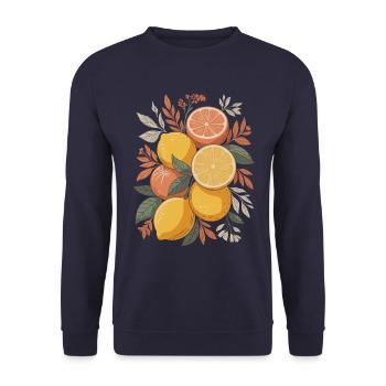 Art des agrumes bohème pour les amoureux de la nature - Sweat-shirt Unisexe - marine - Devant - Alina (178cm) & Michal (187cm)