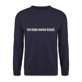 Ich liebe meine Arbeit - Fehler - Autokorrektur - Unisex Pullover - Navy - Vorne - Alina (178cm) & Michal (187cm)