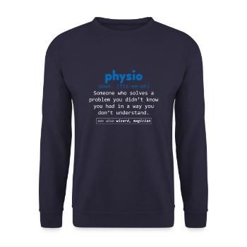 Physiotherapie Physiotherapeut Definition Geschenk - Unisex Pullover - Navy - Vorne - Alina (178cm) & Michal (187cm)