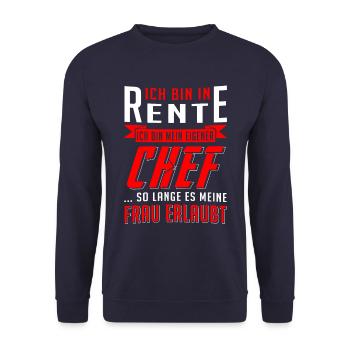 Pension retirement pensioner boss pension gift - Unisex Sweatshirt - navy - Front - Alina (178cm) & Michal (187cm)