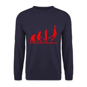 Basketball Evolution Korb werfen Dunk Geschenk - Unisex Pullover - Navy - Vorne - Alina (178cm) & Michal (187cm)