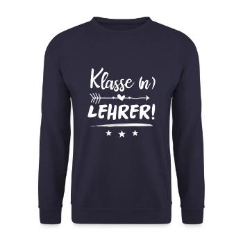 Teacher Class Teacher Lessons Student Gift - Unisex Sweatshirt - navy - Front - Alina (178cm) & Michal (187cm)