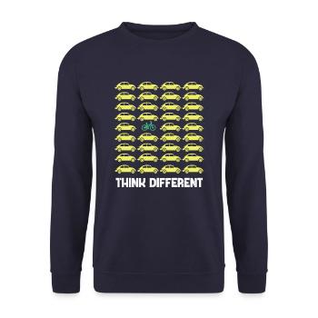 Think Different Fahrrad Fahren Radfahrer Geschenk - Unisex Pullover - Navy - Vorne - Alina (178cm) & Michal (187cm)