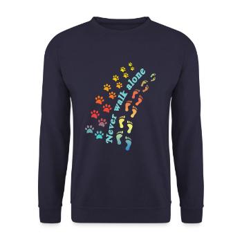 Gassi Hund Hundeleine Hundeliebhaber Tier Geschenk - Unisex Pullover - Navy - Vorne - Alina (178cm) & Michal (187cm)