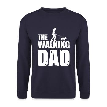 Walking Dad Hundeliebhaber Hund Haustier Geschenk - Unisex Pullover - Navy - Vorne - Alina (178cm) & Michal (187cm)