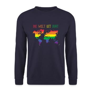 Carte du monde cadeau d'amour LGBT Homo fierté coloré queer - Sweat-shirt Unisexe - marine - Devant - Alina (178cm) & Michal (187cm)