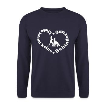 Liebe Behinderung Love Paar Beziehung Geschenk - Unisex Pullover - Navy - Vorne - Alina (178cm) & Michal (187cm)