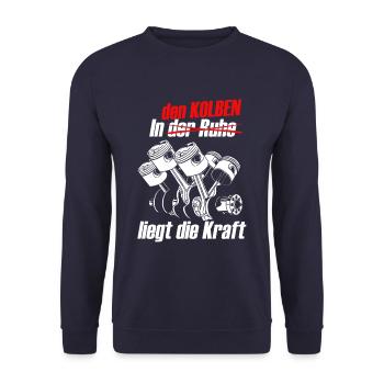 Tuning Auto Tuner Turbo Driften Kolben PS Geschenk - Unisex Pullover - Navy - Vorne - Alina (178cm) & Michal (187cm)