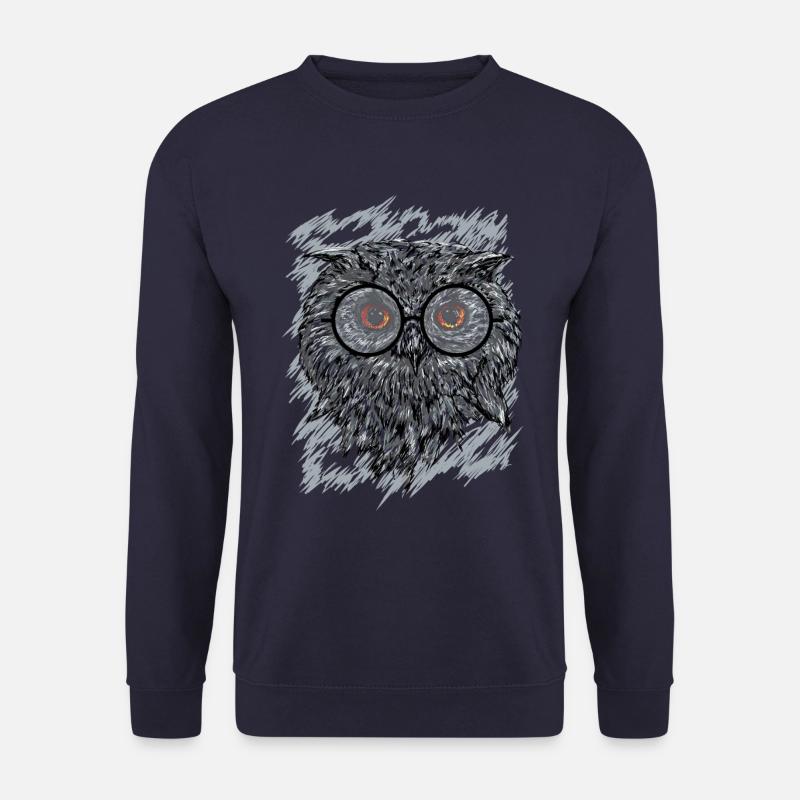 Eule mit Brille schwarz weiß gezeichnet - Unisex Pullover - Navy