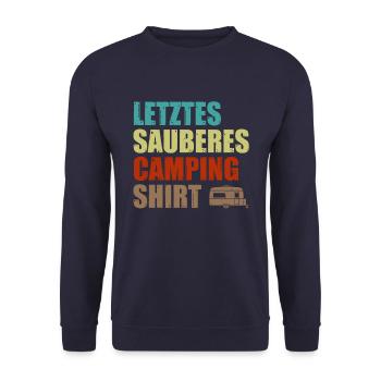 Sauberes Camping Shirt Camper Lustig Zelt Geschenk - Unisex Pullover - Navy - Vorne - Alina (178cm) & Michal (187cm)
