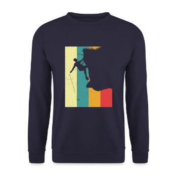 Vintage Klettern Kletterer Felsen Berge Geschenk - Unisex Pullover - Navy - Vorne - Alina (178cm) & Michal (187cm)