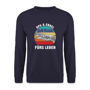 Cadeau grand-père grand-père petit-fils grand-père petite-fille - Sweat-shirt Unisexe - marine - Devant - Alina (178cm) & Michal (187cm)