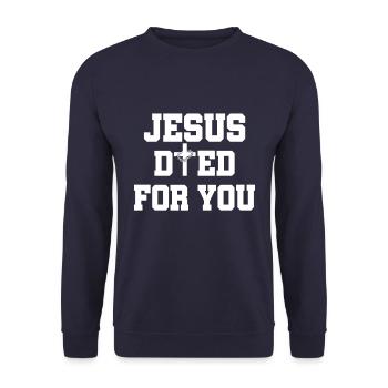 Jesus Died For You - Unisex Pullover - Navy - Vorne - Alina (178cm) & Michal (187cm)