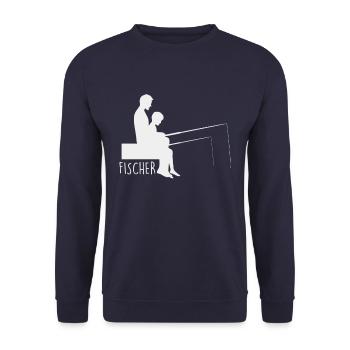 Fischer Vater Sohn Angler Angeln Fischen Geschenk - Unisex Pullover - Navy - Vorne - Alina (178cm) & Michal (187cm)