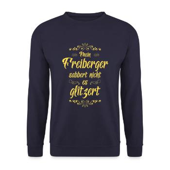 Freiberger Pferd Reitsport Pferdesport Geschenk - Unisex Pullover - Navy - Vorne - Alina (178cm) & Michal (187cm)