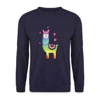 Lama coloré alpaga lamas coeur amour cadeau animal - Sweat-shirt Unisexe - marine - Devant - Alina (178cm) & Michal (187cm)