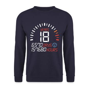 18 Years 18th Birthday of majority gift - Unisex Sweatshirt - navy - Front - Alina (178cm) & Michal (187cm)