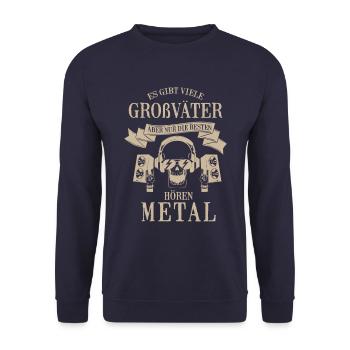 Großvater Opa Heavy Metal Hard Rock Musik Geschenk - Unisex Pullover - Navy - Vorne - Alina (178cm) & Michal (187cm)