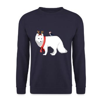 Cadeau d'hiver du père Noël Noël ours polaire - Sweat-shirt Unisexe - marine - Devant - Alina (178cm) & Michal (187cm)