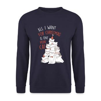 Weihnachten Katze Weihnachtsbaum Haustier Geschenk - Unisex Pullover - Navy - Vorne - Alina (178cm) & Michal (187cm)