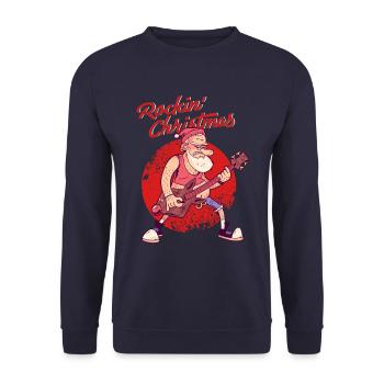 Rockin Christmas Santa Claus Nicholas Gift - Sweat-shirt Unisexe - marine - Devant - Alina (178cm) & Michal (187cm)