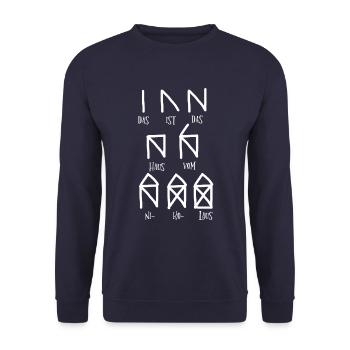 Haus Vom Nikolaus Weihnachten Santa Claus Geschenk - Unisex Pullover - Navy - Vorne - Alina (178cm) & Michal (187cm)
