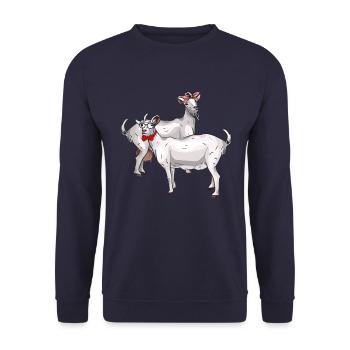 Chèvre chèvre bouc Bock Bergers Bauer Cadeau - Sweat-shirt Unisexe - marine - Devant - Alina (178cm) & Michal (187cm)
