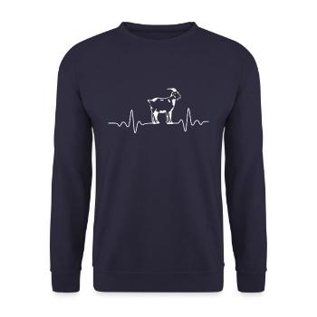 Herzschlag Ziege Ziegen Ziegenbock Bock Geschenk - Unisex Pullover - Navy - Vorne - Alina (178cm) & Michal (187cm)