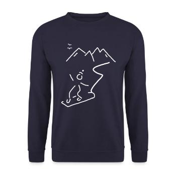 Snowboarden Winter Snowboarder Snowboard Geschenk - Unisex Pullover - Navy - Vorne - Alina (178cm) & Michal (187cm)