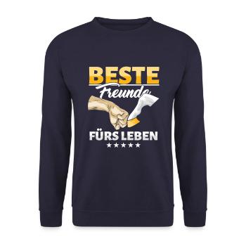 Beste Freunde Pferd Pferde Reiten Reiter Geschenk - Unisex Pullover - Navy - Vorne - Alina (178cm) & Michal (187cm)