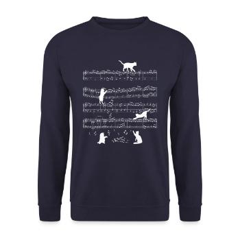 Chat musique notes maison tigre drôle cadeau - Sweat-shirt Unisexe - marine - Devant - Alina (178cm) & Michal (187cm)