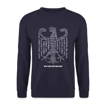 Wir Sind Deutschland Adler Wappen Respekt Geschenk - Unisex Pullover - Navy - Vorne - Alina (178cm) & Michal (187cm)
