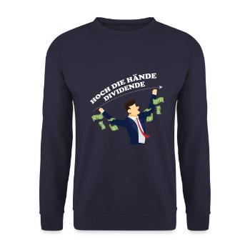 Hoch Die Hände Dividende Aktien Finanzen Geschenk - Unisex Pullover - Navy - Vorne - Alina (178cm) & Michal (187cm)