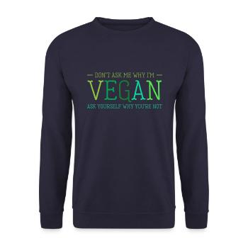 Vegan Vegetarier Vegetarisch Veganer Bio Geschenk - Unisex Pullover - Navy - Vorne - Alina (178cm) & Michal (187cm)