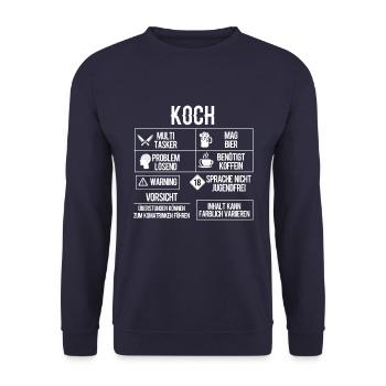 Koch Küche Köchin Kochen Küchenchef Beruf Geschenk - Unisex Pullover - Navy - Vorne - Alina (178cm) & Michal (187cm)