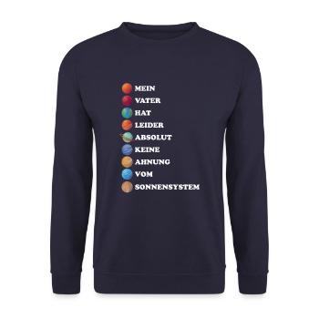 Sonnensystem Planet Planeten Weltraum Geschenk - Unisex Pullover - Navy - Vorne - Alina (178cm) & Michal (187cm)