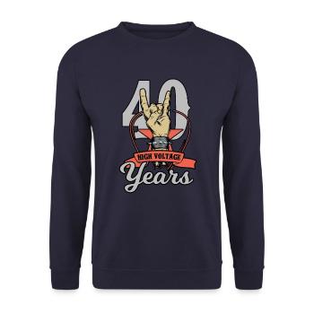 High Voltage 40. Geburtstag Jahr 40 Jahre Geschenk - Unisex Pullover - Navy - Vorne - Alina (178cm) & Michal (187cm)